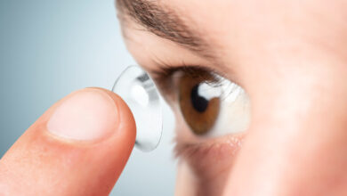 What types of the lenses are used in contact lenses?