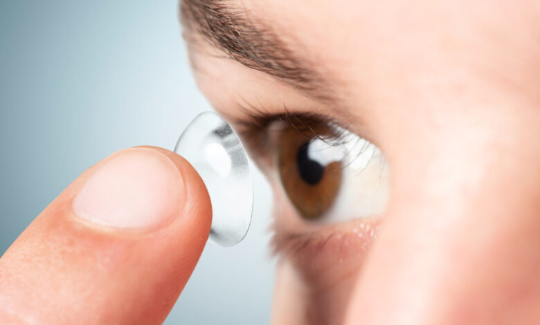 What types of the lenses are used in contact lenses?