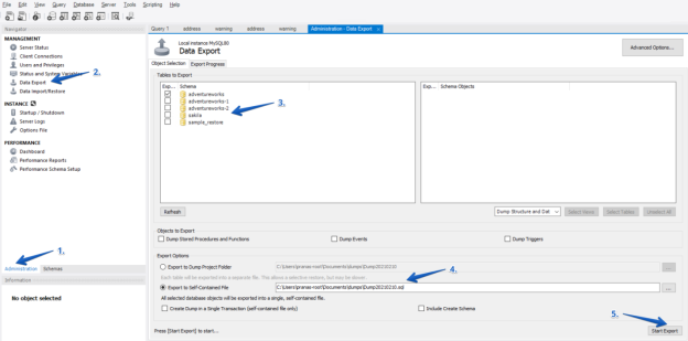 MySQL database from a backup file